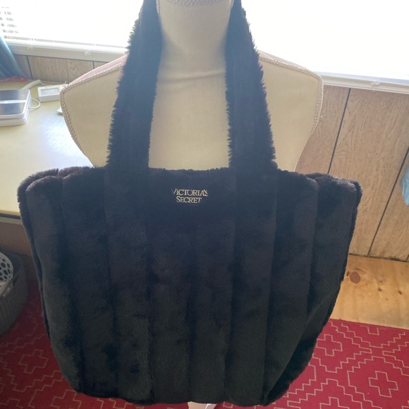 Victoria's Secret Handbags - NWT Victoria’s Secret  black  faux fur tote bag